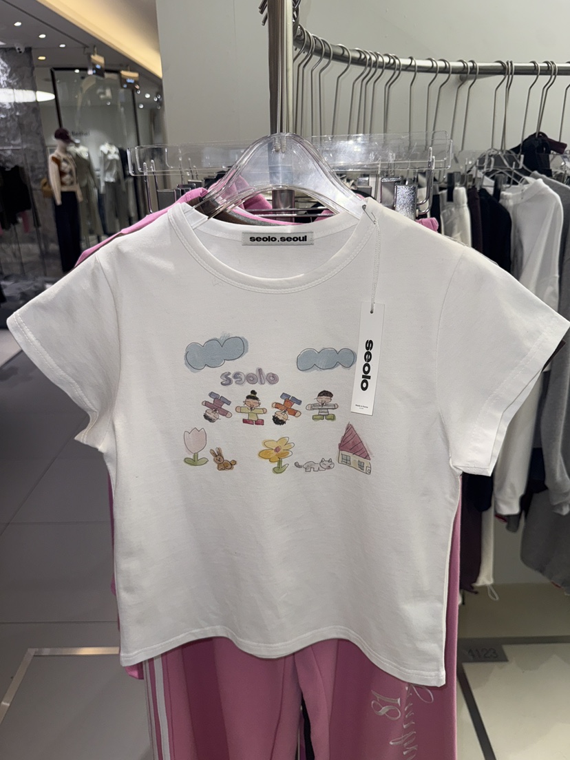 SEOLO韓國代購女裝新款人氣職業推薦時尚26春夏熱賣休閑T恤Seolo seoulT恤圖色1