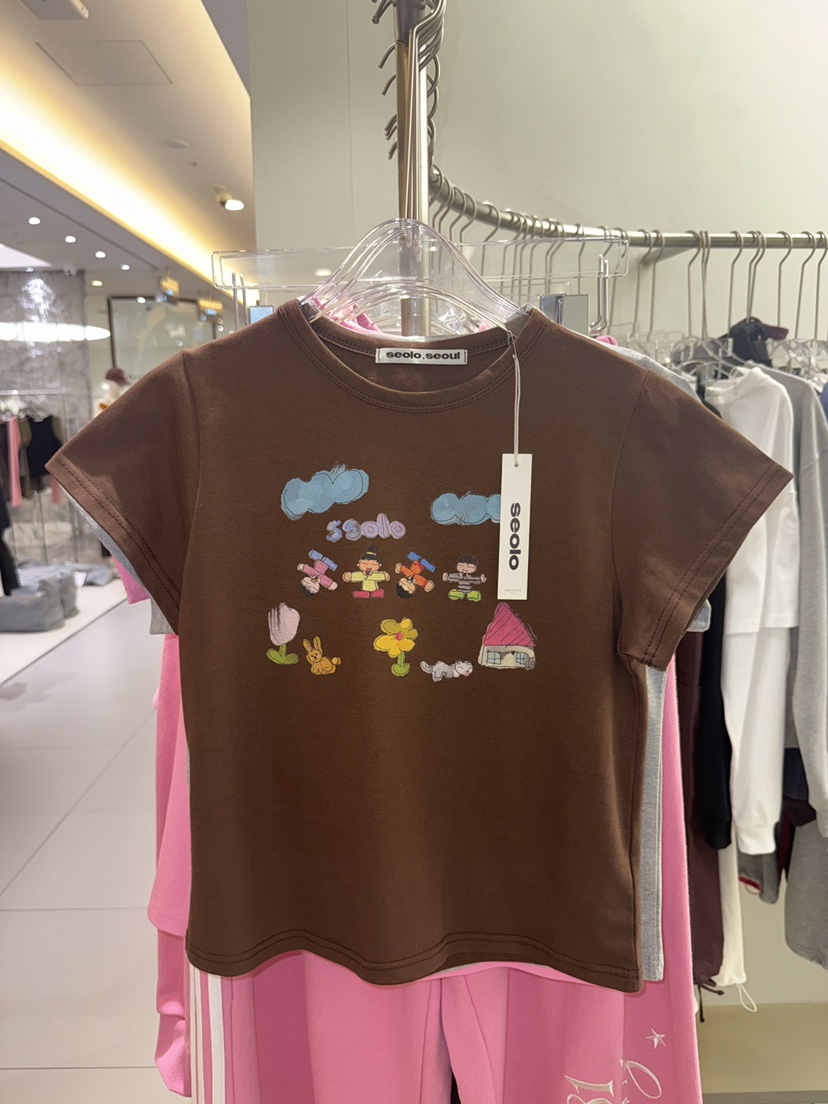 SEOLO韓國代購女裝新款人氣職業推薦時尚26春夏熱賣休閑T恤Seolo seoulT恤圖色2