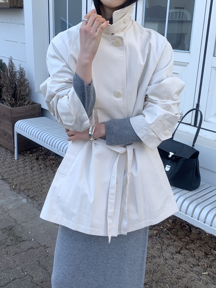 SORBET/FLAT WHITE韓國直郵女裝新款時尚長款風衣含腰帶SORBET/FLAT WHITE長款風衣