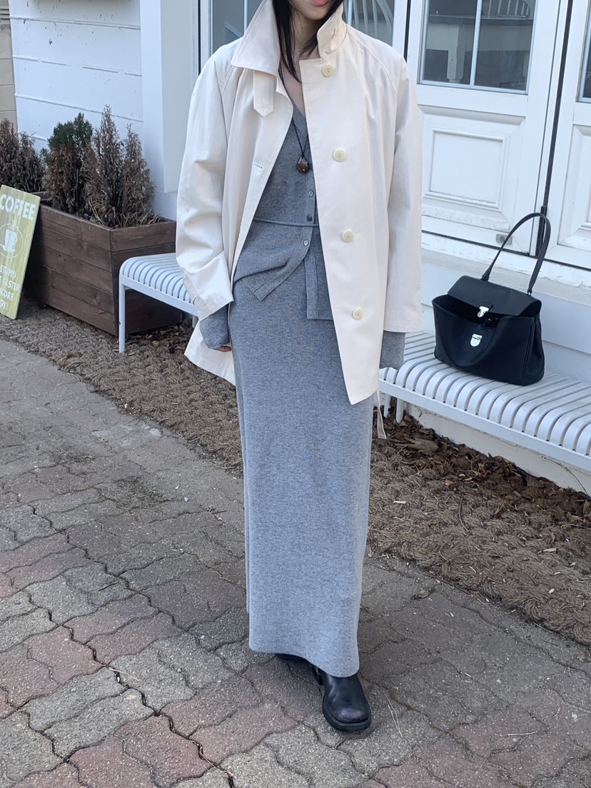 SORBET/FLAT WHITE韓國直郵女裝新款時尚長款風衣含腰帶SORBET/FLAT WHITE長款風衣