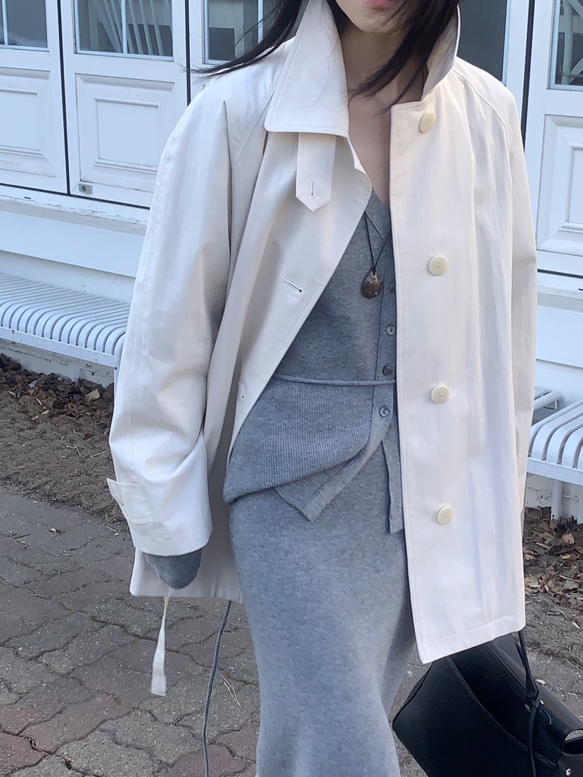 SORBET/FLAT WHITE韓國直郵女裝新款時尚長款風衣含腰帶SORBET/FLAT WHITE長款風衣