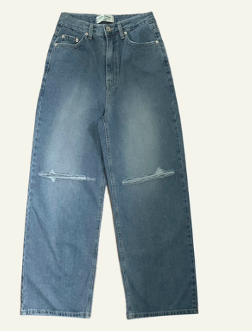 WOOD東大門直郵女裝新款推薦職業休閑熱賣26春夏牛仔褲破洞WOOD牛仔褲圖色2