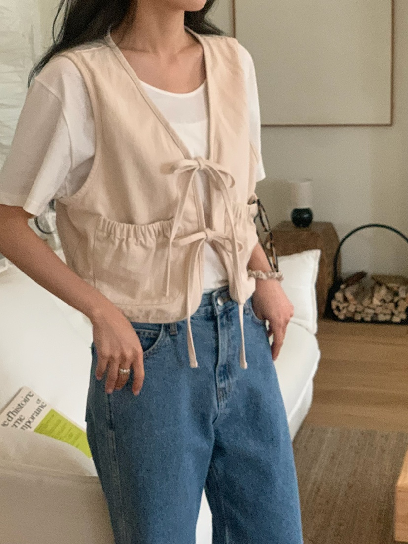 BLEECKER韓國代購女裝新款人氣休閑推薦職業時尚馬甲褶皺BLEECKER馬甲