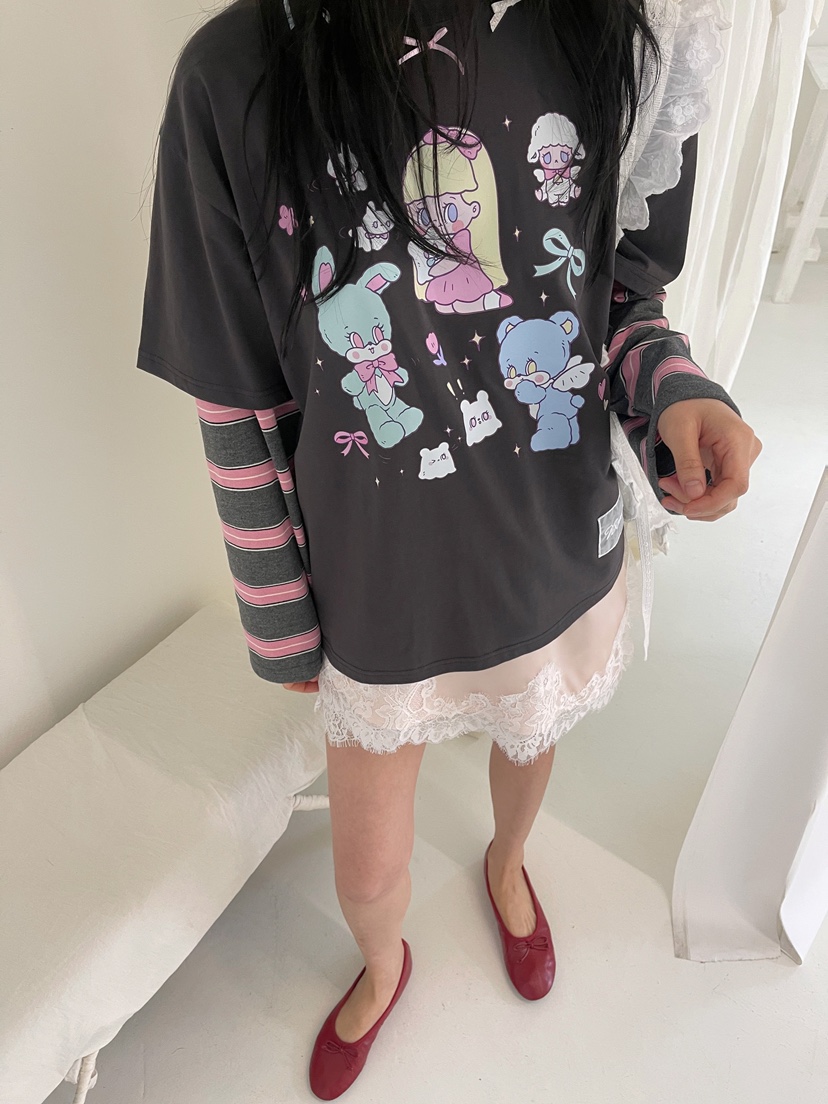 BOUTIQUE-L東大門實拍女士新品時尚26春夏熱賣T恤不含腰帶BOUTIQUE-LT恤圖色2