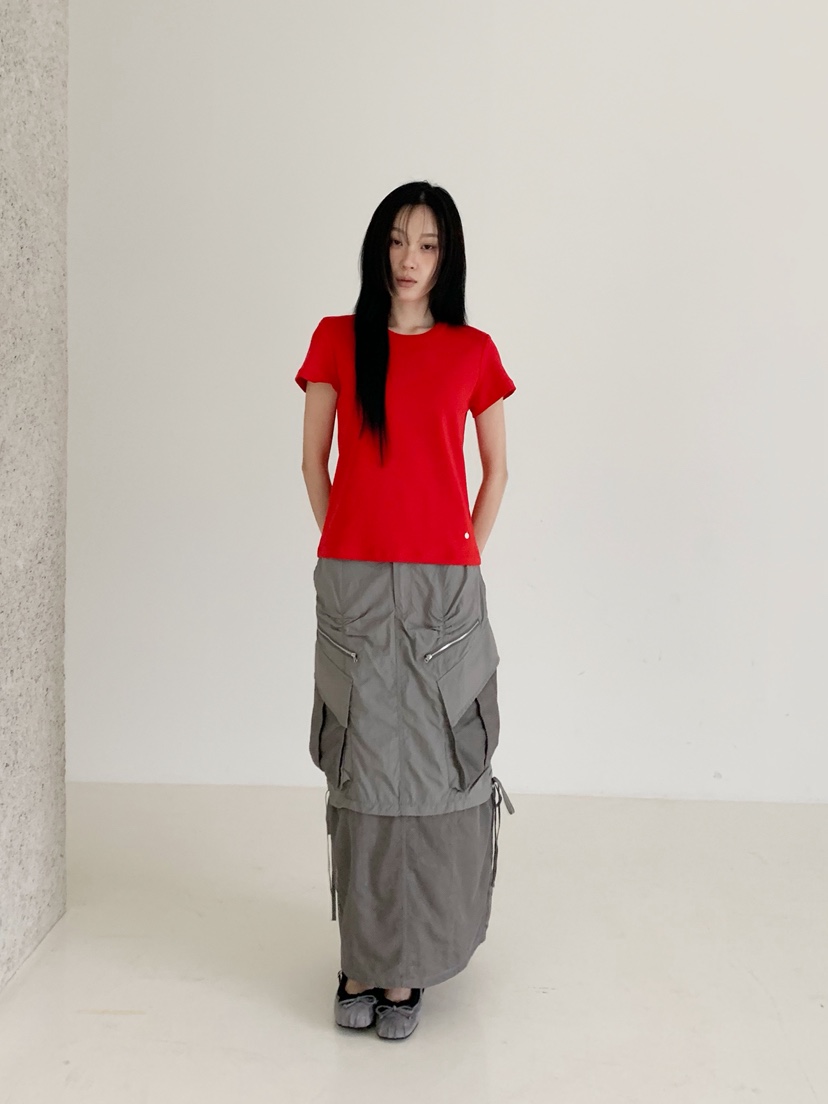 NEOUL韓國代購女裝新品推薦休閑職業熱賣人氣26春夏時尚長裙NEOUL/ahin雙領標簽長裙