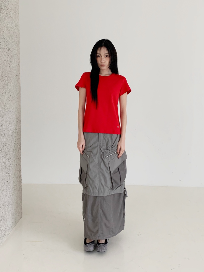 NEOUL韓國代購女裝新品推薦休閑職業熱賣人氣26春夏時尚長裙NEOUL/ahin雙領標簽長裙