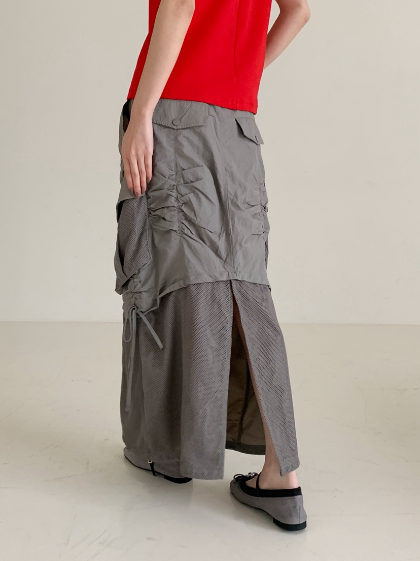 NEOUL韓國代購女裝新品推薦休閑職業熱賣人氣26春夏時尚長裙NEOUL/ahin雙領標簽長裙