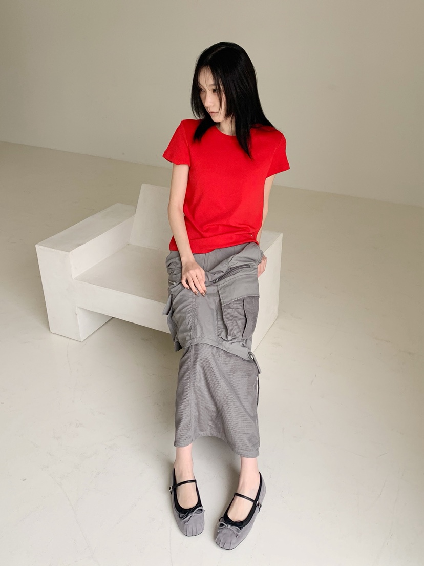 NEOUL韓國代購女裝新品推薦休閑職業熱賣人氣26春夏時尚長裙NEOUL/ahin雙領標簽長裙