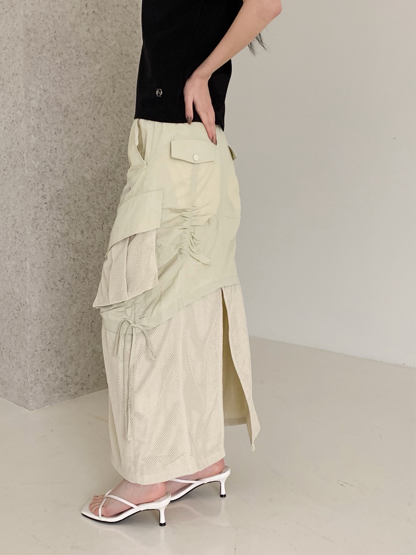 NEOUL韓國代購女裝新品推薦休閑職業熱賣人氣26春夏時尚長裙NEOUL/ahin雙領標簽長裙