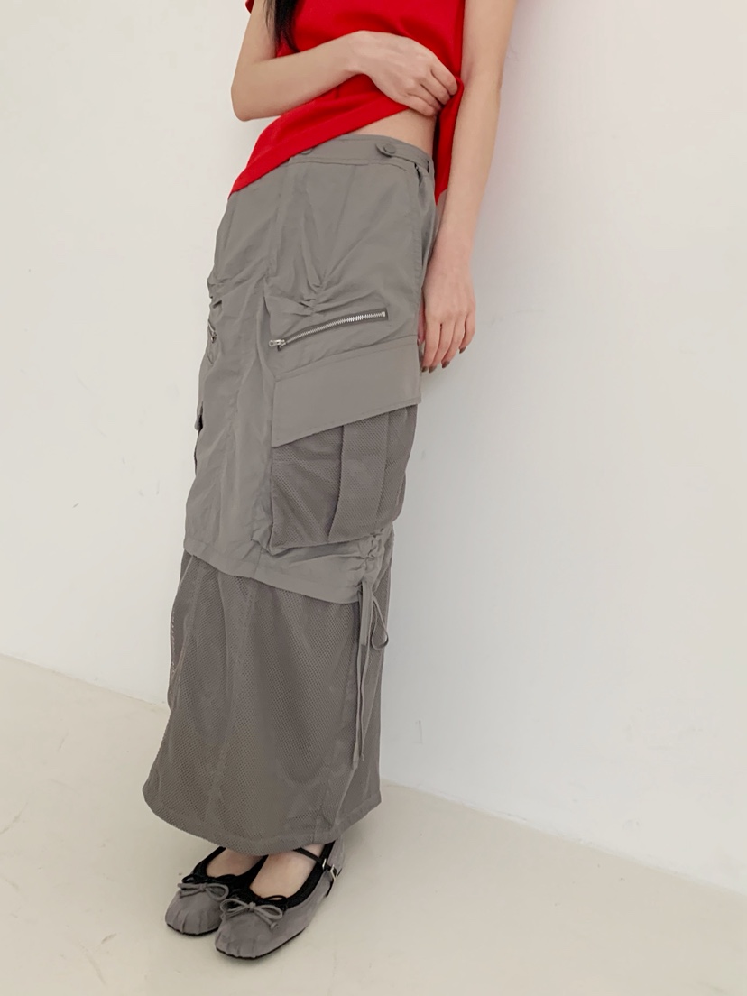 NEOUL韓國代購女裝新品推薦休閑職業熱賣人氣26春夏時尚長裙NEOUL/ahin雙領標簽長裙圖色2