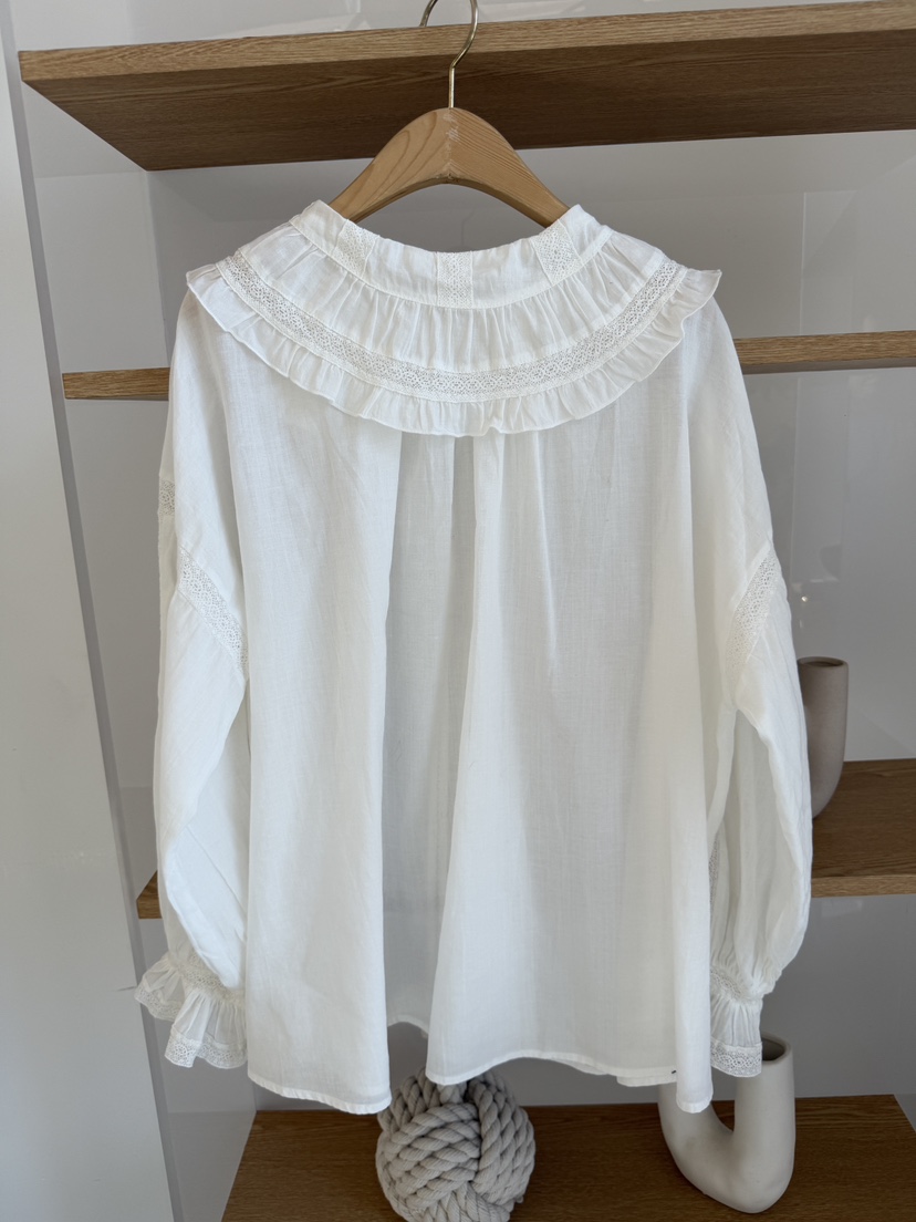 LAUNDRY東大門實拍女裝新款休閑熱賣襯衫蕾絲衫蕾絲亞麻紐扣LAUNDRY襯衫/蕾絲衫