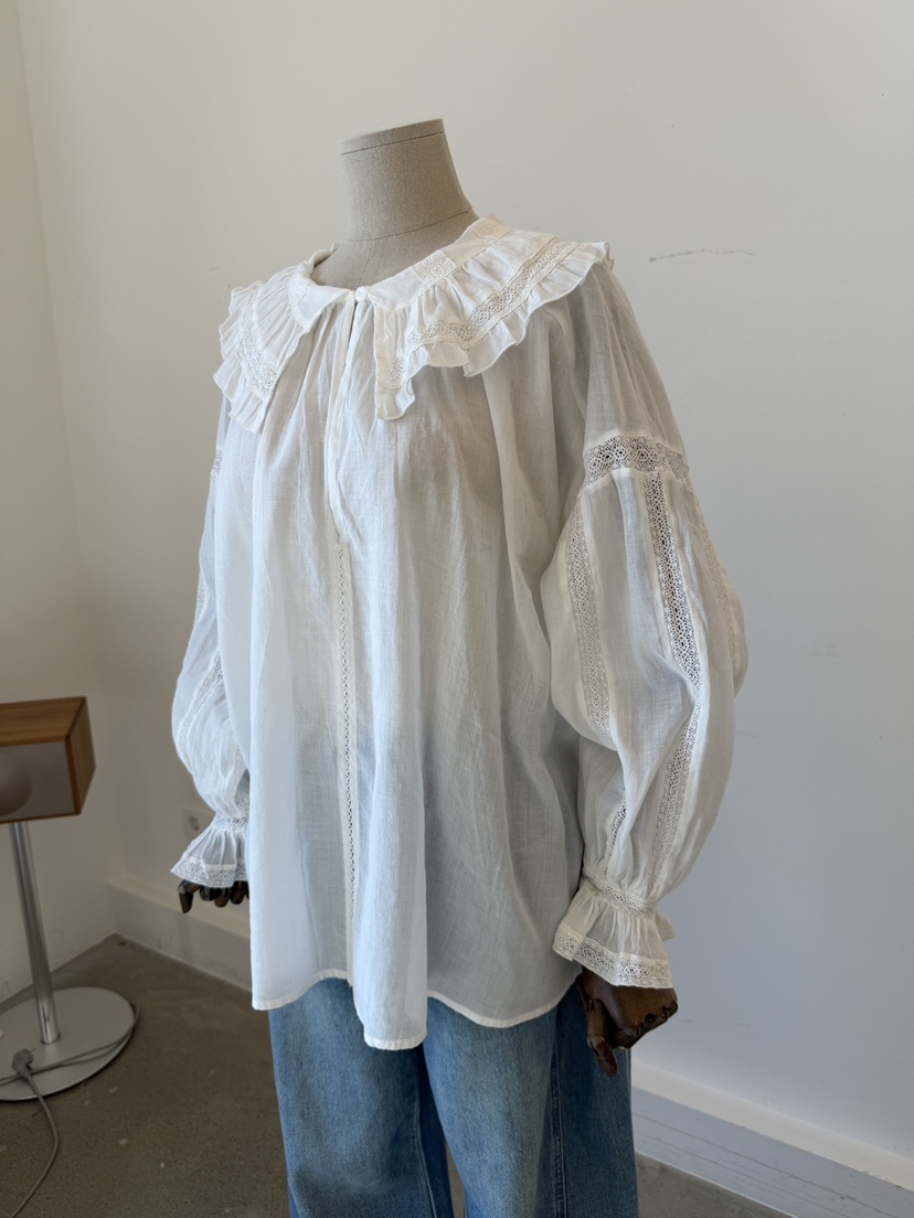 LAUNDRY東大門實拍女裝新款休閑熱賣襯衫蕾絲衫蕾絲亞麻紐扣LAUNDRY襯衫/蕾絲衫