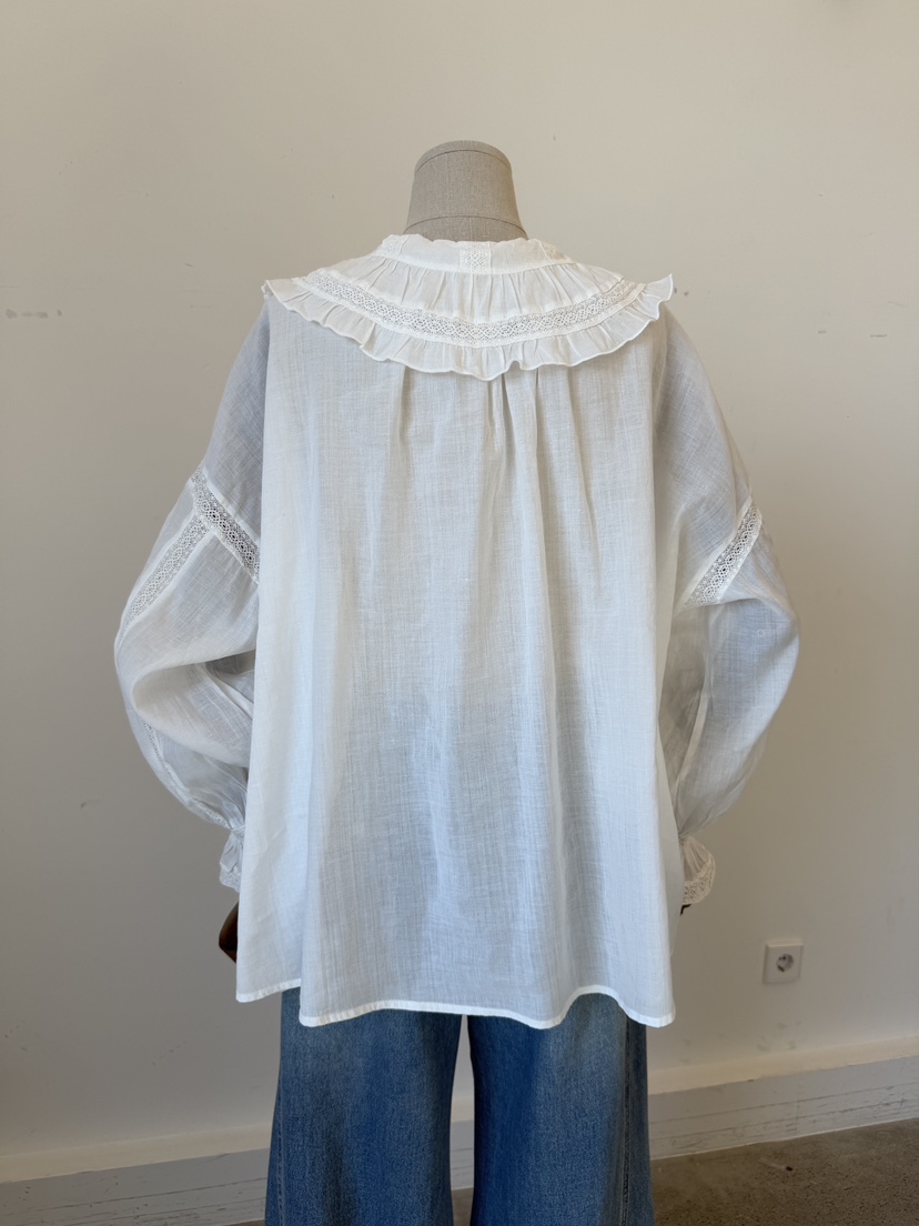 LAUNDRY東大門實拍女裝新款休閑熱賣襯衫蕾絲衫蕾絲亞麻紐扣LAUNDRY襯衫/蕾絲衫