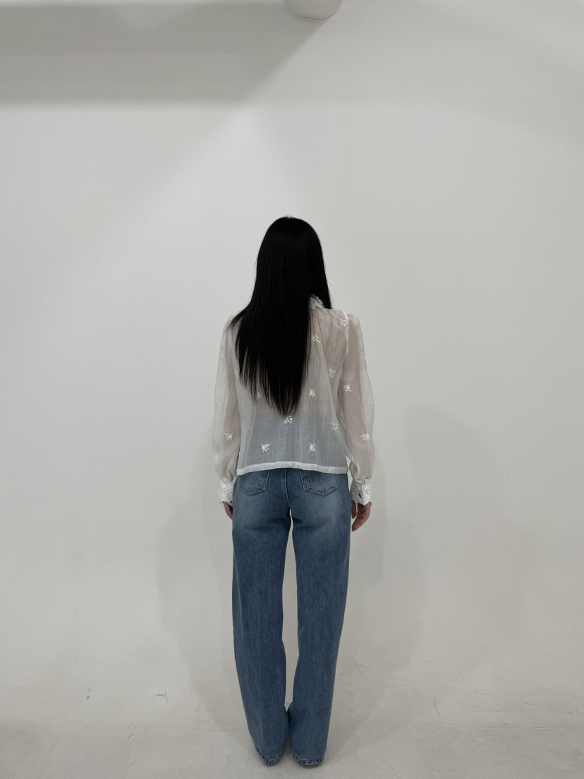 NAPKIN東大門代購女士新款職業人氣真品襯衫蕾絲衫刺繡繡花NAPKIN襯衫/蕾絲衫