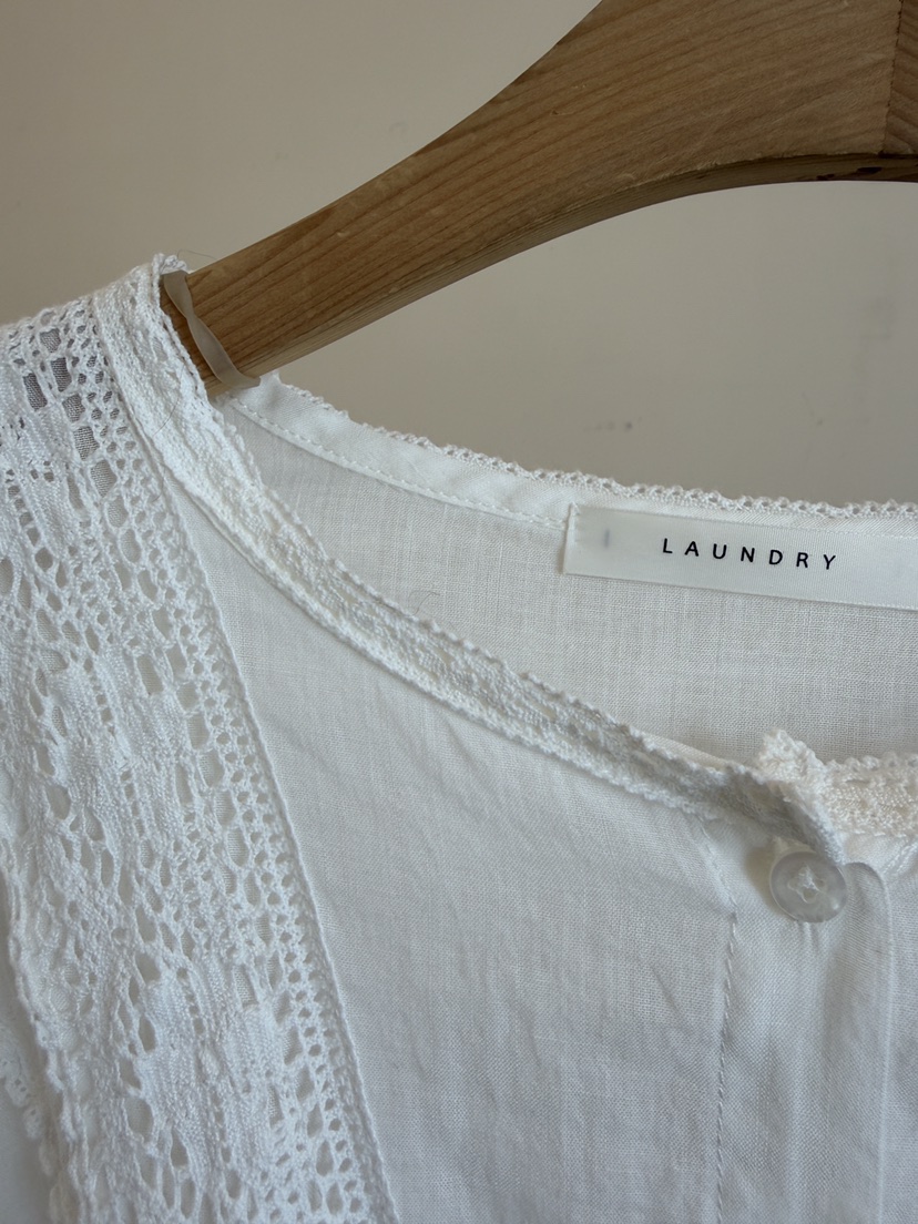 LAUNDRY韓國直郵女士新品休閑人氣26春夏襯衫蕾絲衫蕾絲亞麻LAUNDRY襯衫/蕾絲衫