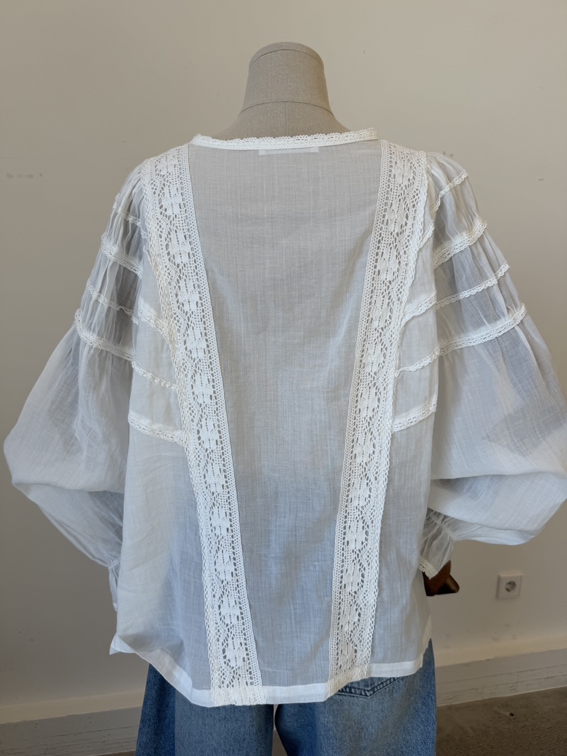 LAUNDRY韓國直郵女士新品休閑人氣26春夏襯衫蕾絲衫蕾絲亞麻LAUNDRY襯衫/蕾絲衫