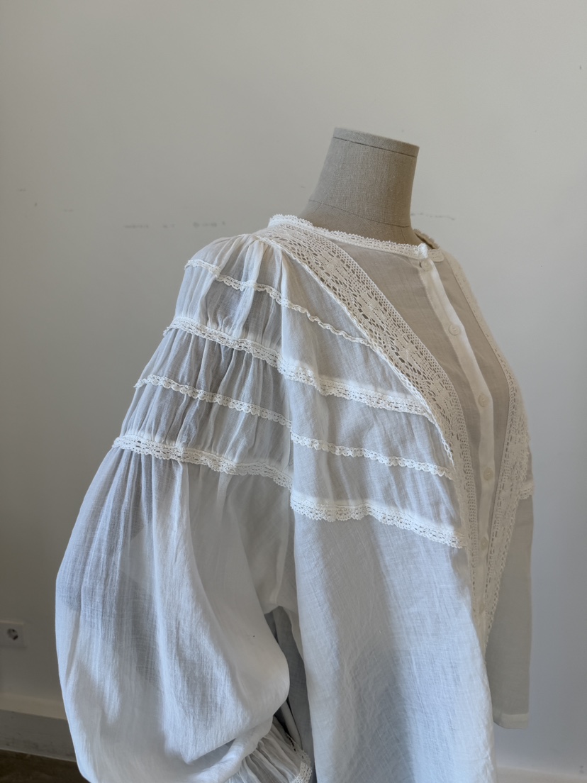 LAUNDRY韓國直郵女士新品休閑人氣26春夏襯衫蕾絲衫蕾絲亞麻LAUNDRY襯衫/蕾絲衫