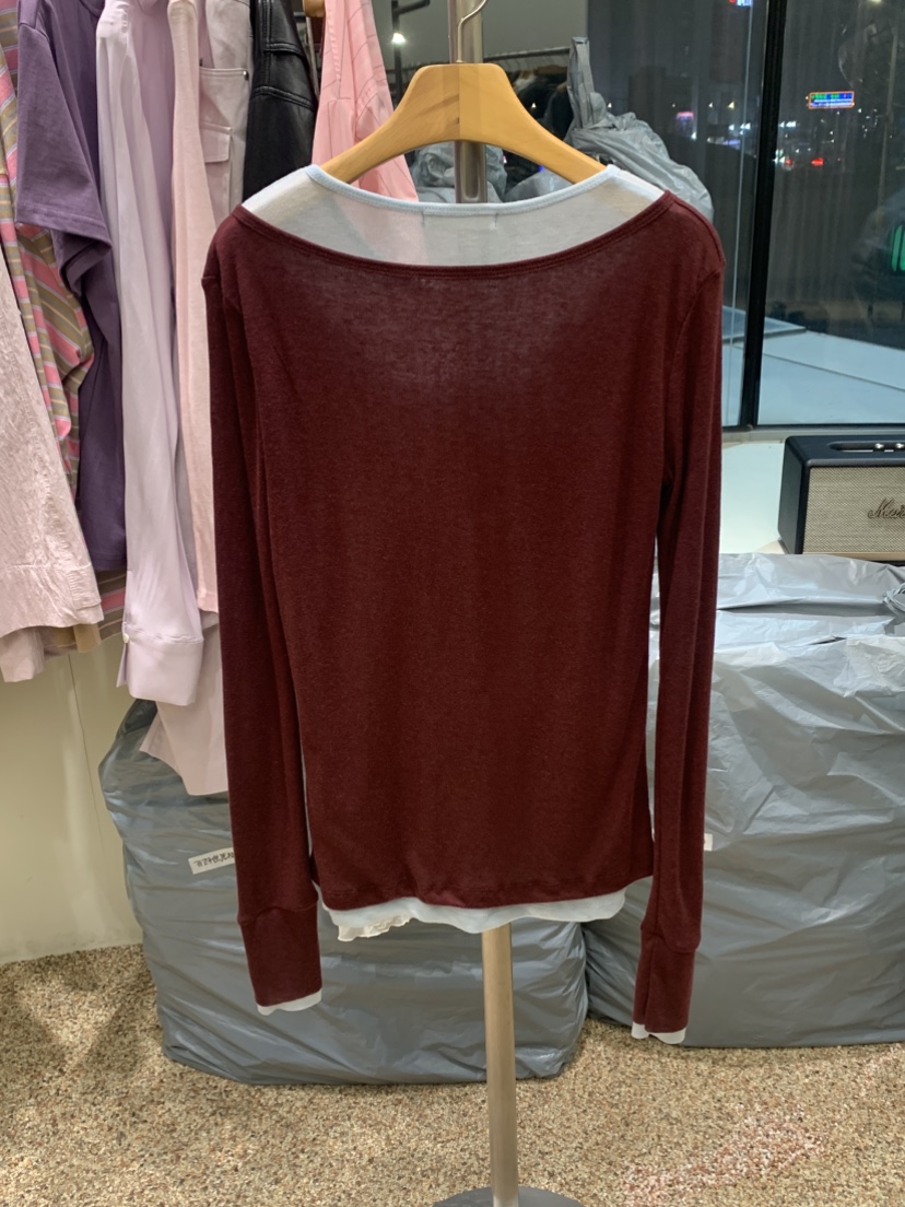 VAARA韓國代購女裝新款時尚26春夏人氣推薦長袖T恤假兩件VAARA長袖T恤