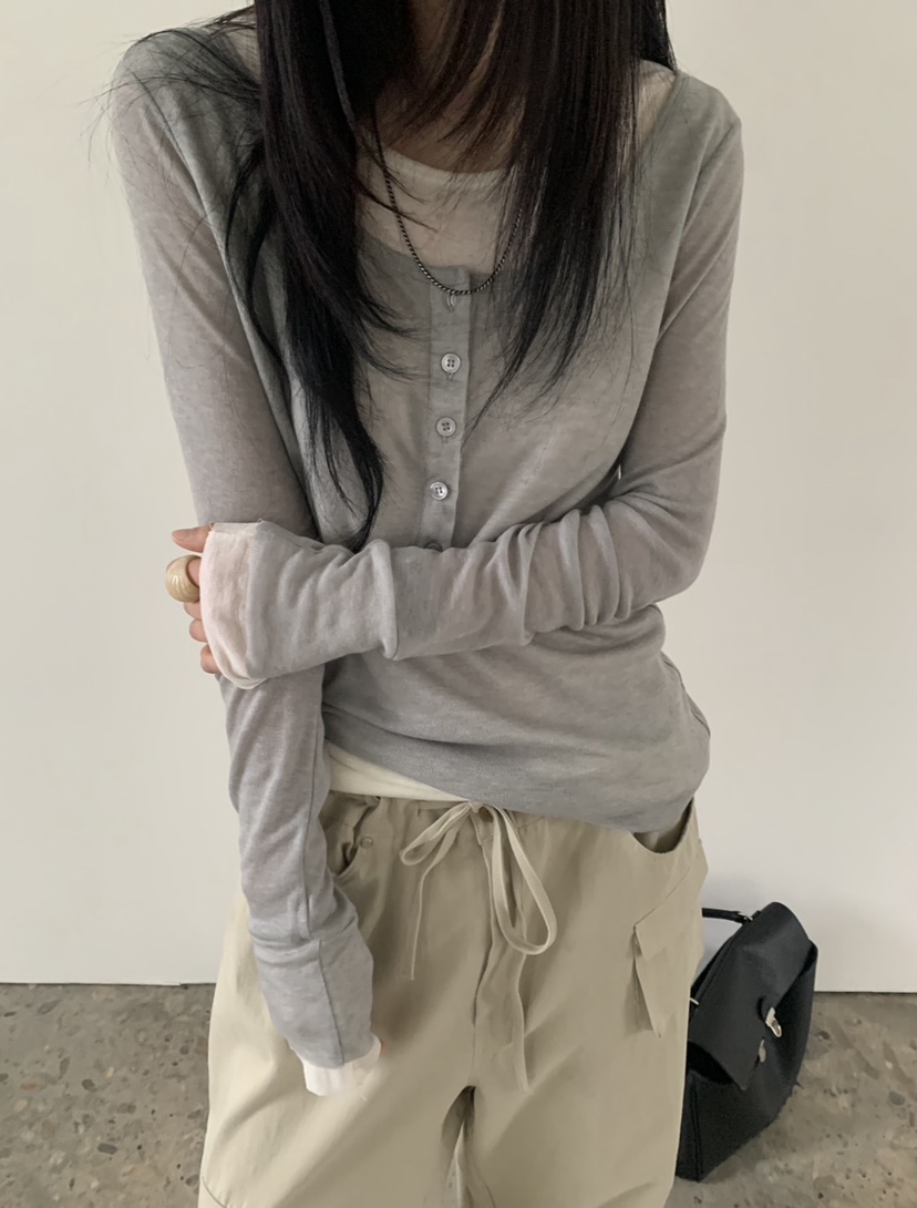 VAARA韓國代購女裝新款時尚26春夏人氣推薦長袖T恤假兩件VAARA長袖T恤