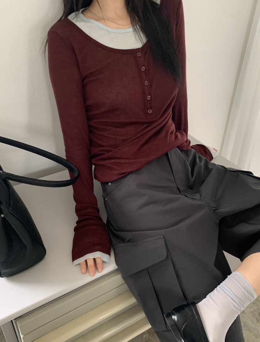 VAARA韓國代購女裝新款時尚26春夏人氣推薦長袖T恤假兩件VAARA長袖T恤