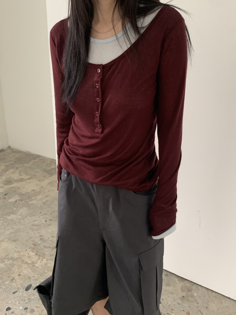 VAARA韓國代購女裝新款時尚26春夏人氣推薦長袖T恤假兩件VAARA長袖T恤