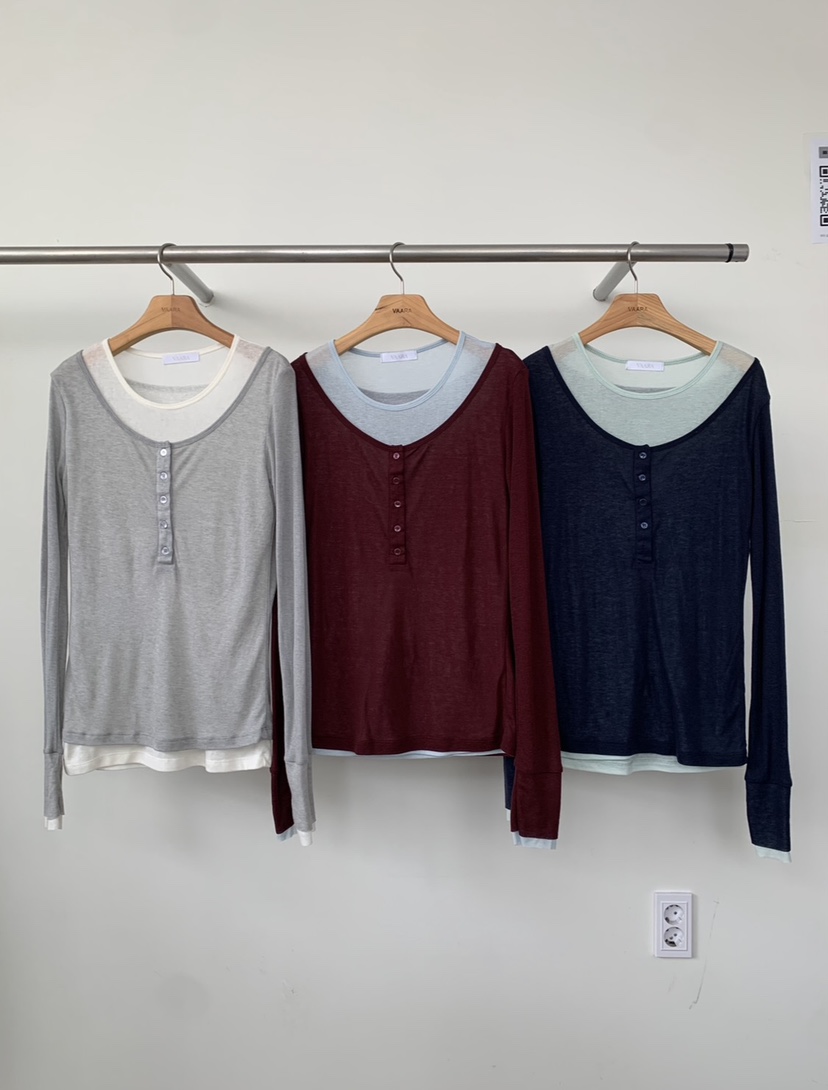 VAARA韓國代購女裝新款時尚26春夏人氣推薦長袖T恤假兩件VAARA長袖T恤