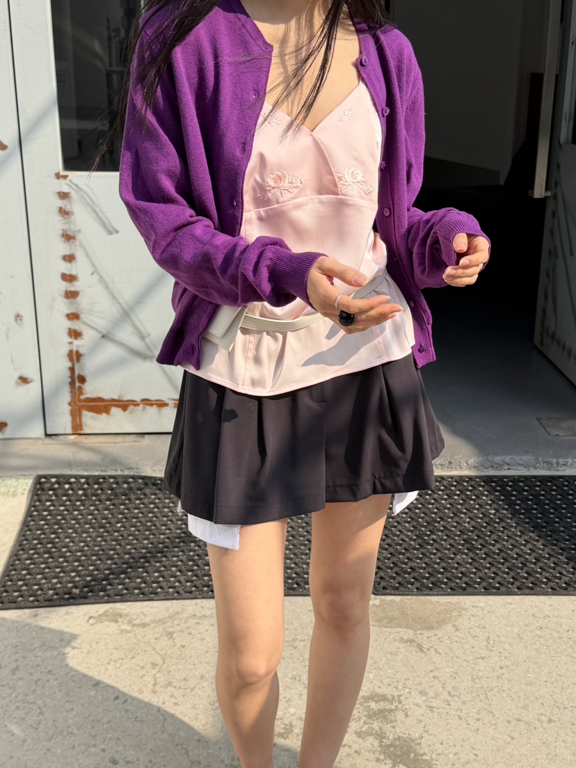 MURMUR韓國代購女士新款時尚26春夏職業吊帶背心刺繡緞面MURMUR吊帶/背心