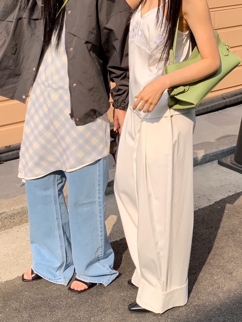 MURMUR韓國代購女士新款時尚26春夏職業吊帶背心刺繡緞面MURMUR吊帶/背心