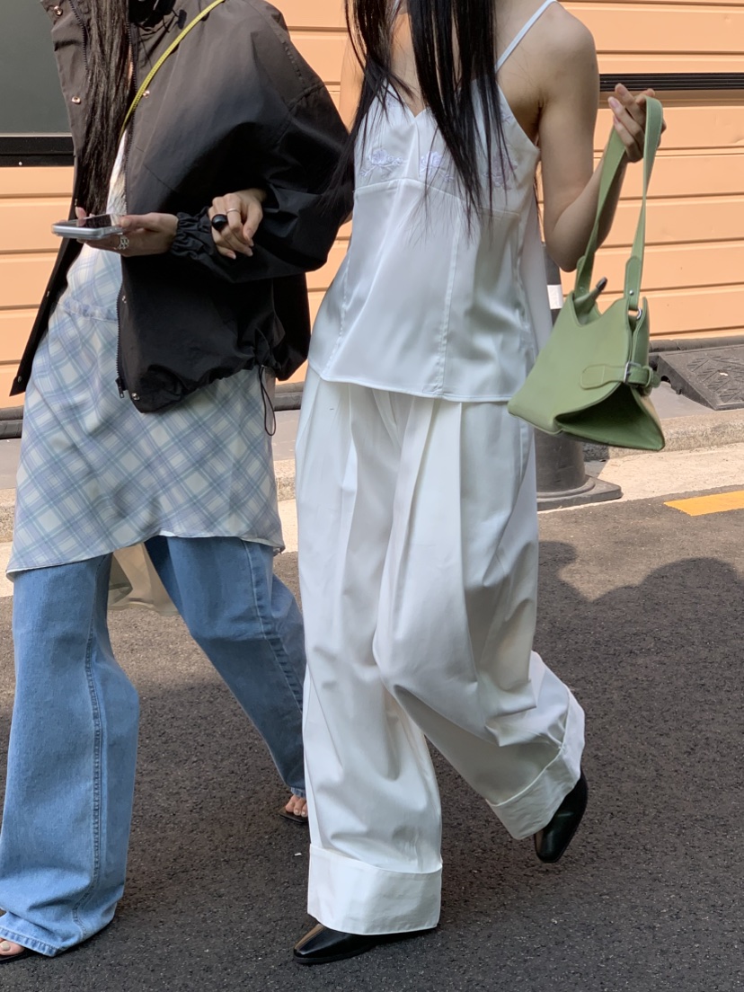 MURMUR韓國代購女士新款時尚26春夏職業吊帶背心刺繡緞面MURMUR吊帶/背心