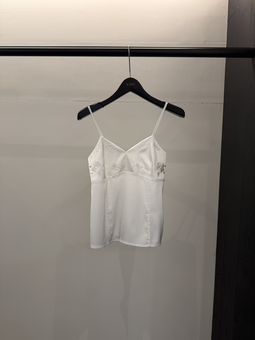 MURMUR韓國代購女士新款時尚26春夏職業吊帶背心刺繡緞面MURMUR吊帶/背心圖色1