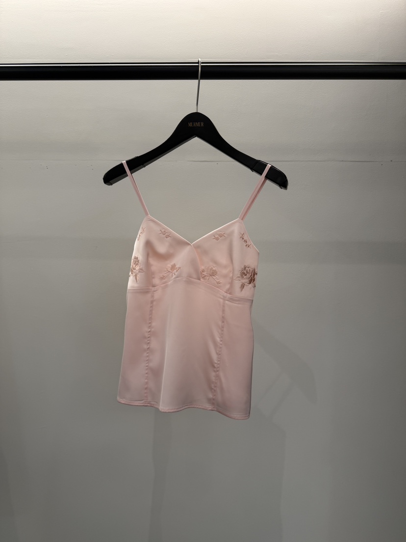 MURMUR韓國代購女士新款時尚26春夏職業吊帶背心刺繡緞面MURMUR吊帶/背心圖色3