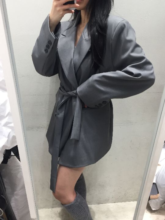 mars韓國直郵女士新品時尚人氣26春夏職業夾克含腰帶雙層mars夾克