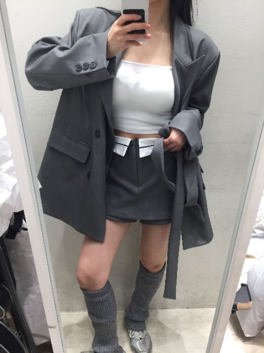 mars韓國直郵女士新品時尚人氣26春夏職業夾克含腰帶雙層mars夾克