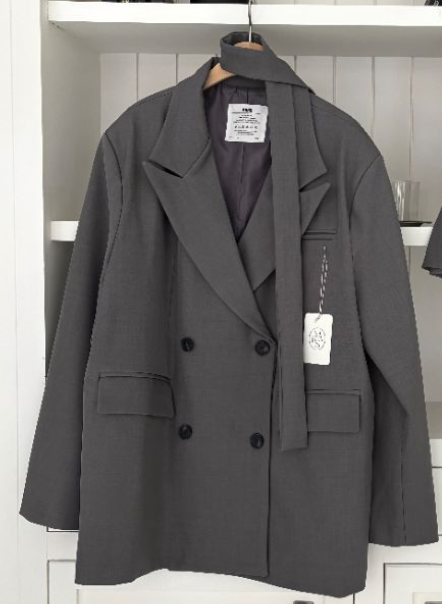 mars韓國直郵女士新品時尚人氣26春夏職業夾克含腰帶雙層mars夾克圖色1