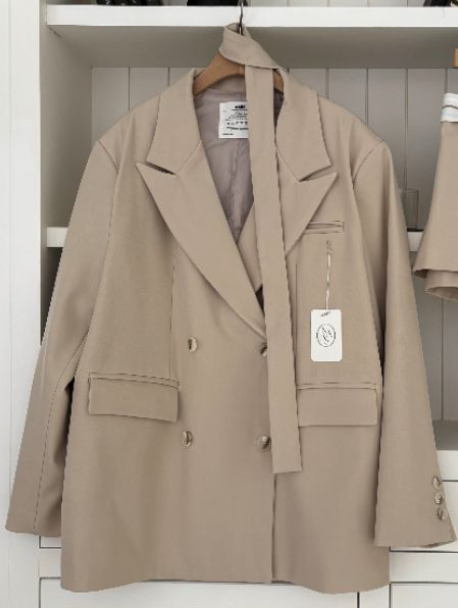 mars韓國直郵女士新品時尚人氣26春夏職業夾克含腰帶雙層mars夾克圖色2