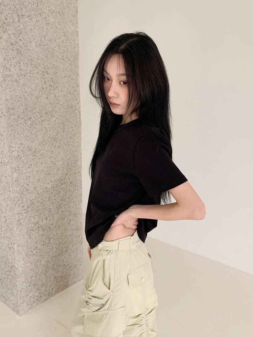 NEOUL東大門代購女士新款時尚職業熱賣推薦休閑26春夏T恤NEOUL/ahin雙領標簽T恤