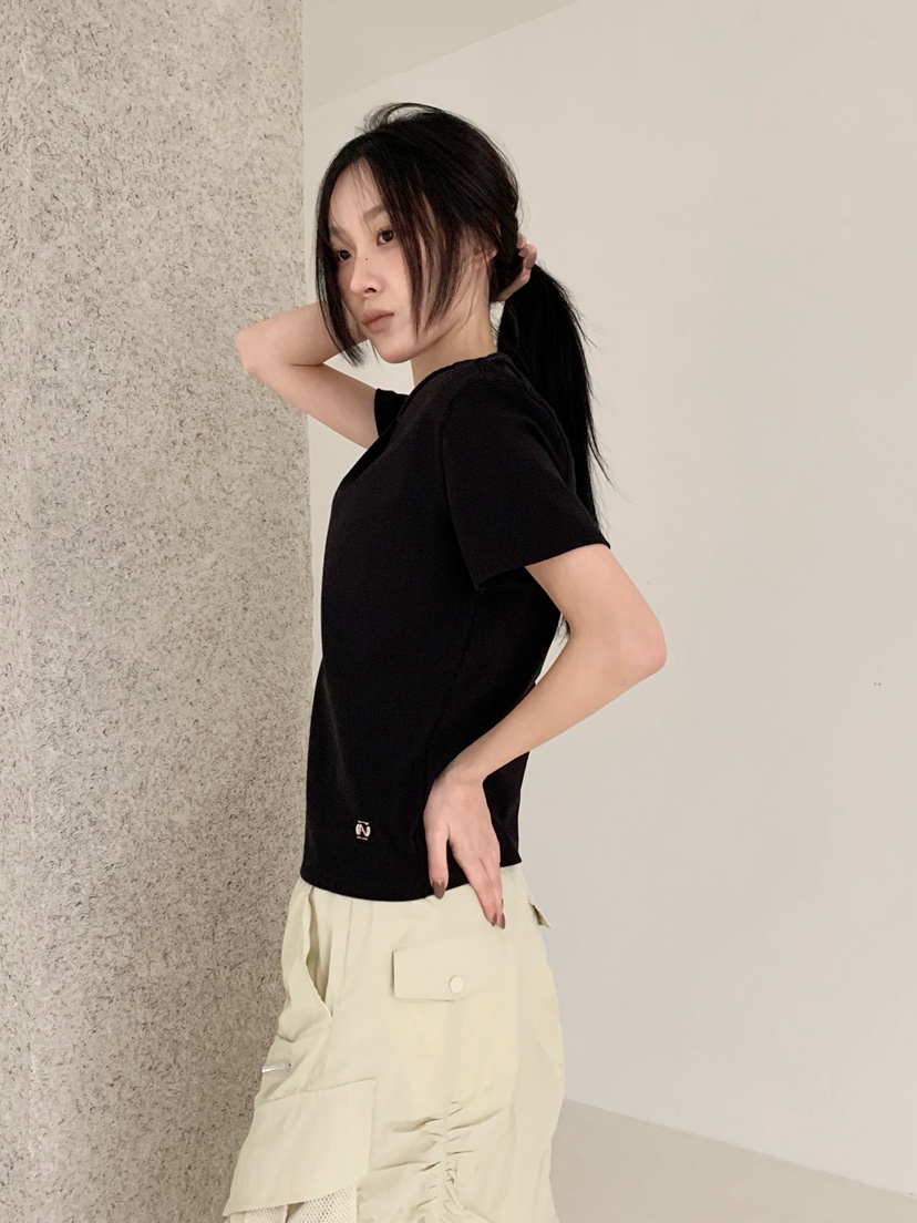 NEOUL東大門代購女士新款時尚職業熱賣推薦休閑26春夏T恤NEOUL/ahin雙領標簽T恤