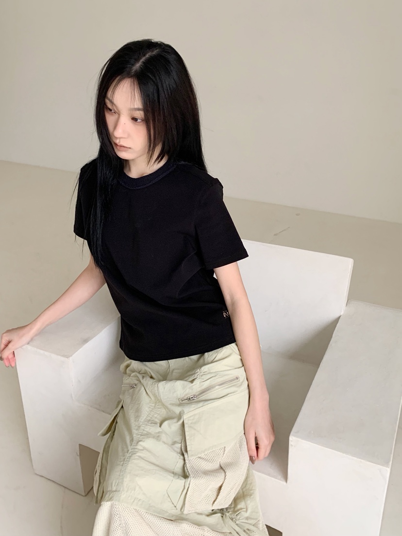 NEOUL東大門代購女士新款時尚職業熱賣推薦休閑26春夏T恤NEOUL/ahin雙領標簽T恤