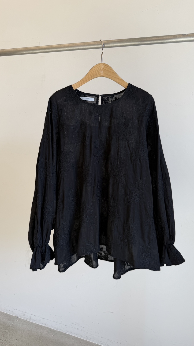 LAUNDRY東大門代購女士新款26春夏襯衫蕾絲衫泡泡袖刺繡亞麻LAUNDRY襯衫/蕾絲衫圖色2