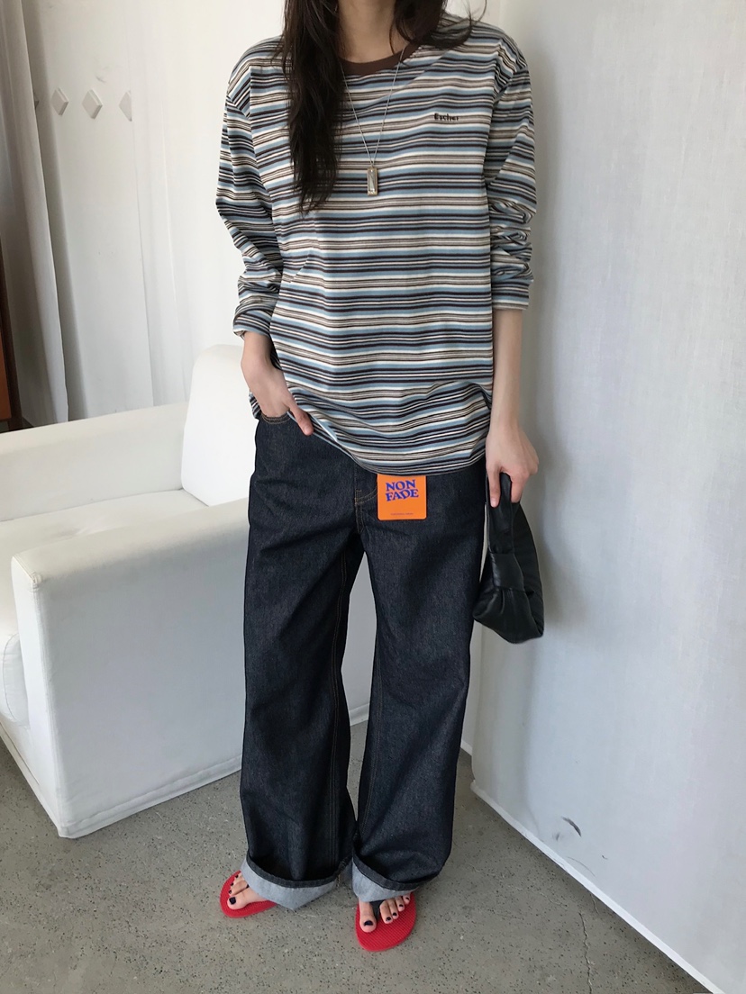 ESCHER韓國直郵女士新品休閑26春夏時尚真品人氣長袖T恤刺繡ESCHER長袖T恤