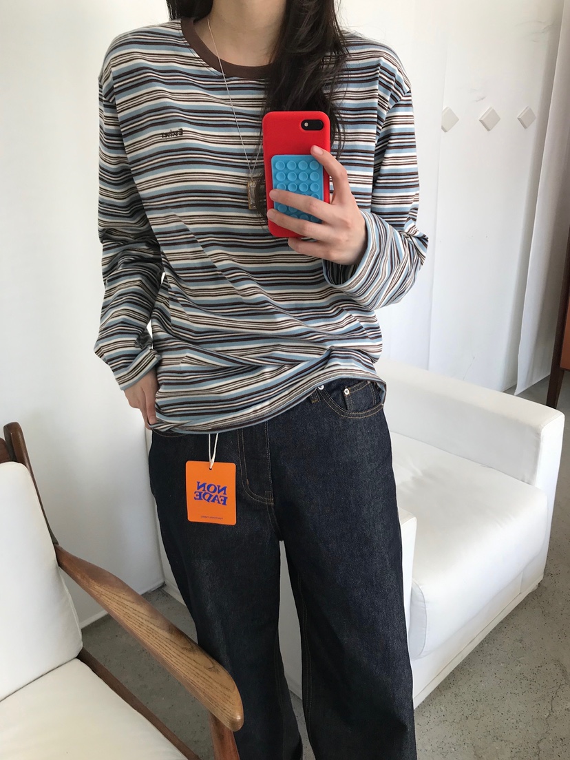 ESCHER韓國直郵女士新品休閑26春夏時尚真品人氣長袖T恤刺繡ESCHER長袖T恤