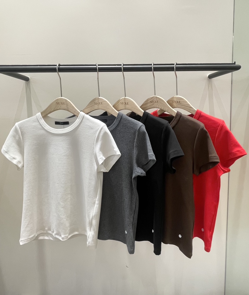NEOUL韓國代購女士新品26春夏職業休閑熱賣時尚人氣真品T恤NEOUL/ahin雙領標簽T恤