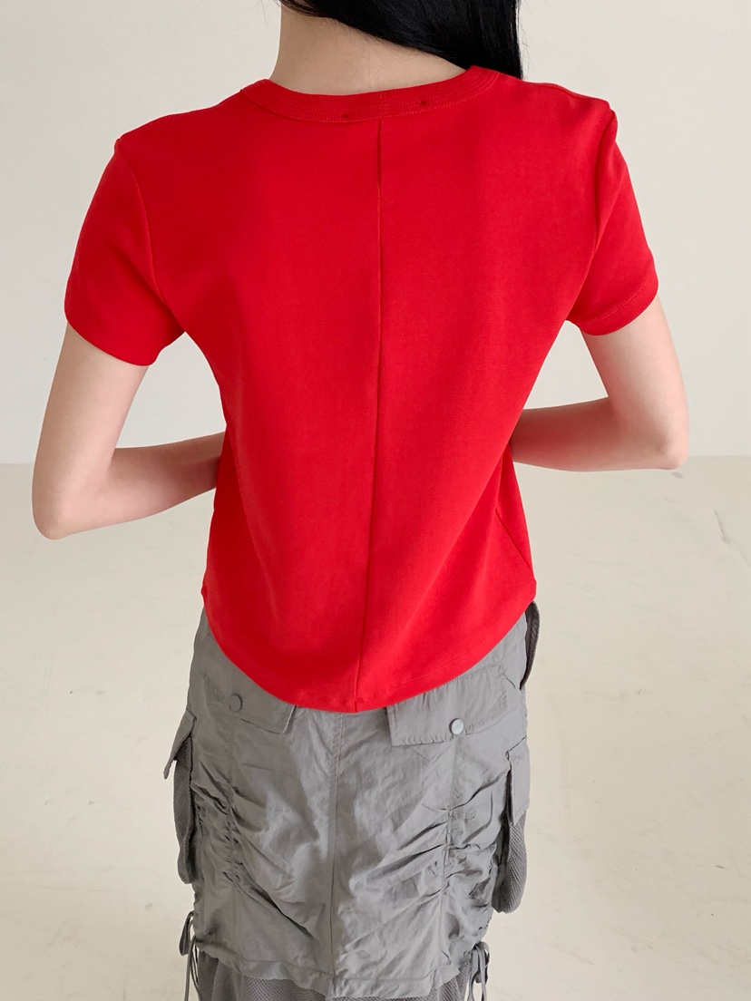 NEOUL韓國代購女士新品26春夏職業休閑熱賣時尚人氣真品T恤NEOUL/ahin雙領標簽T恤