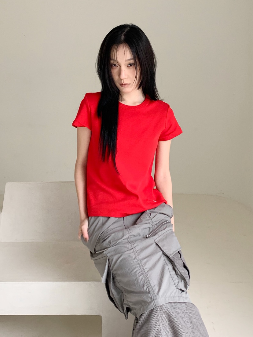 NEOUL韓國代購女士新品26春夏職業休閑熱賣時尚人氣真品T恤NEOUL/ahin雙領標簽T恤