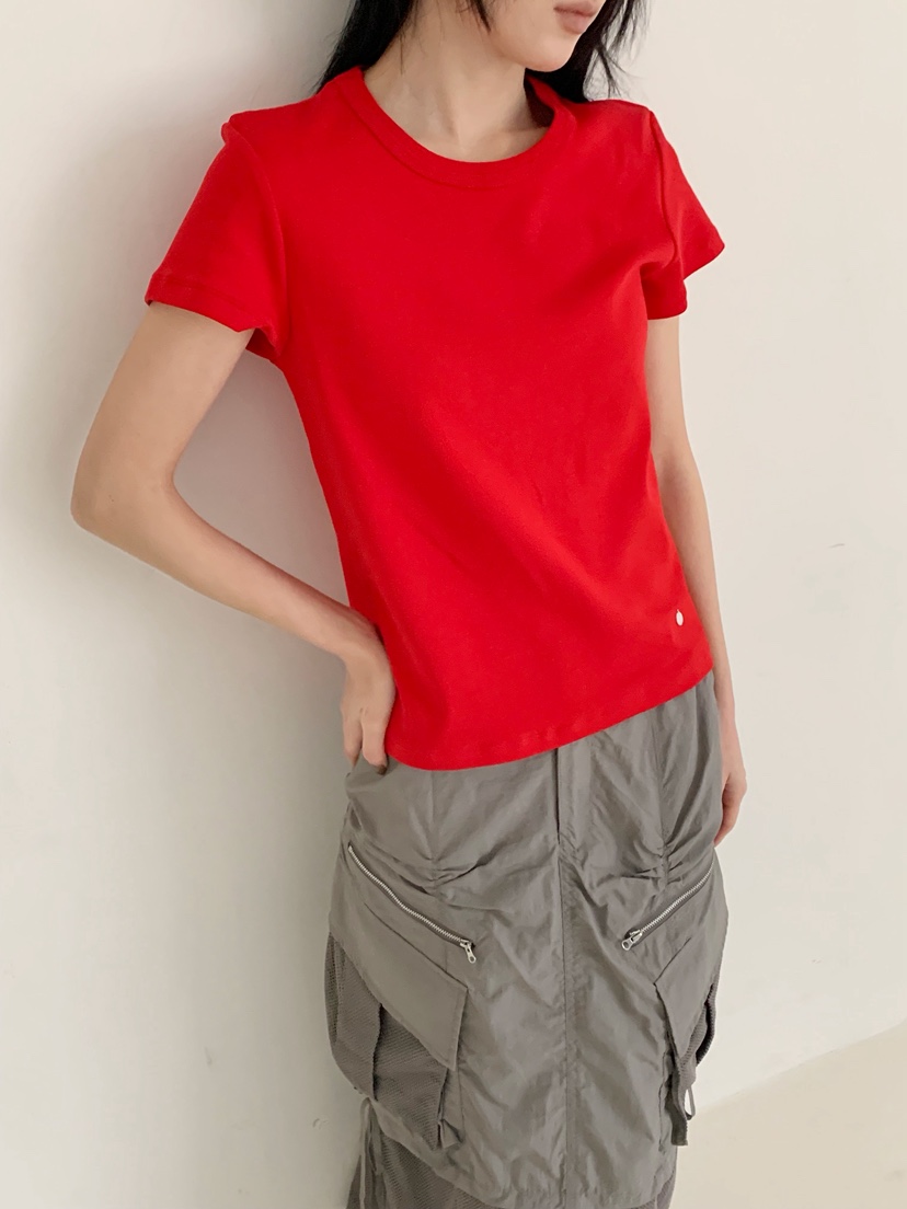 NEOUL韓國代購女士新品26春夏職業休閑熱賣時尚人氣真品T恤NEOUL/ahin雙領標簽T恤