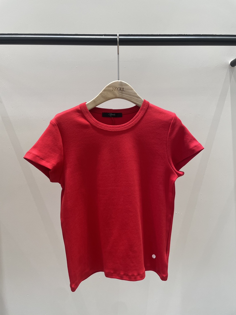 NEOUL韓國代購女士新品26春夏職業休閑熱賣時尚人氣真品T恤NEOUL/ahin雙領標簽T恤圖色1
