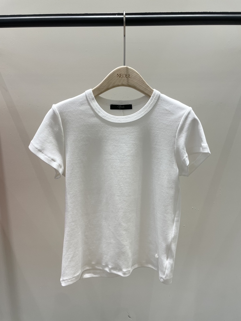 NEOUL韓國代購女士新品26春夏職業休閑熱賣時尚人氣真品T恤NEOUL/ahin雙領標簽T恤圖色2