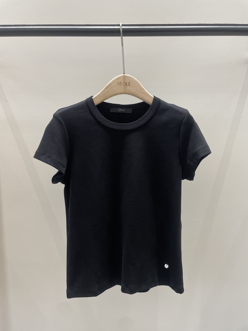 NEOUL韓國代購女士新品26春夏職業休閑熱賣時尚人氣真品T恤NEOUL/ahin雙領標簽T恤圖色5