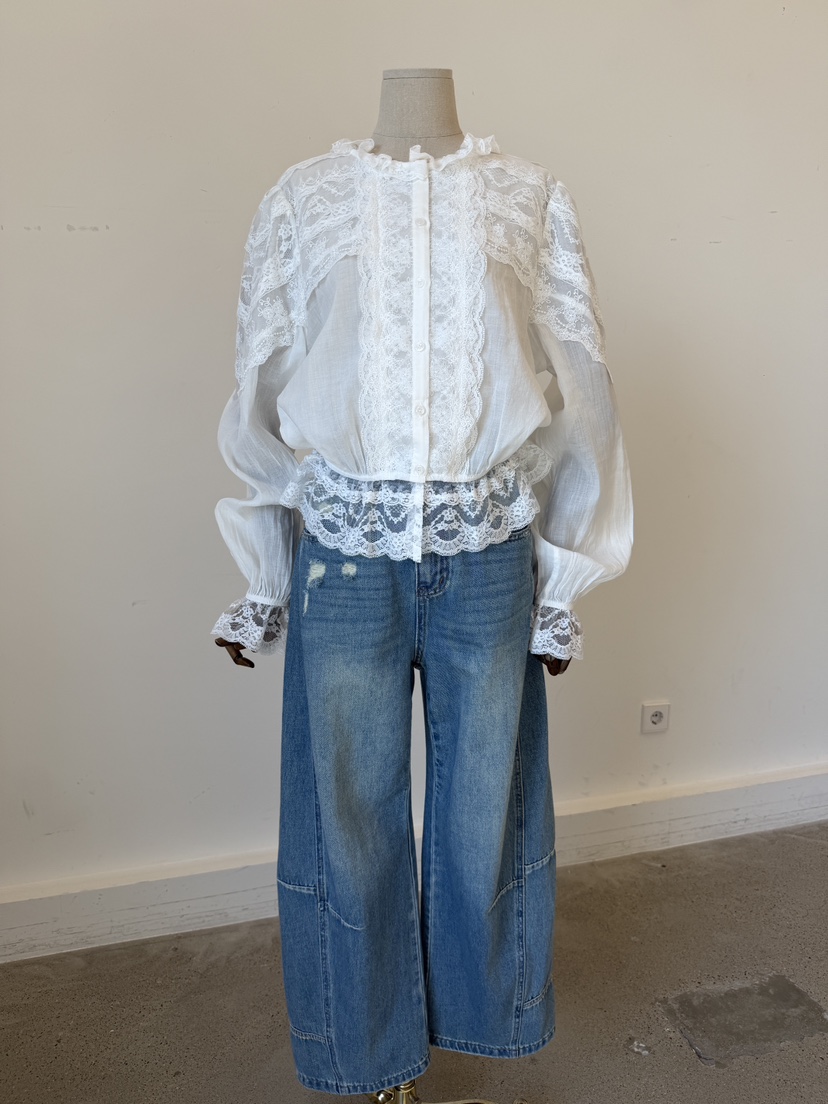 LAUNDRY東大門直郵女士新品熱賣時尚26春夏襯衫蕾絲衫蕾絲LAUNDRY襯衫/蕾絲衫