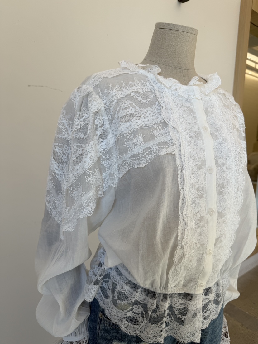 LAUNDRY東大門直郵女士新品熱賣時尚26春夏襯衫蕾絲衫蕾絲LAUNDRY襯衫/蕾絲衫